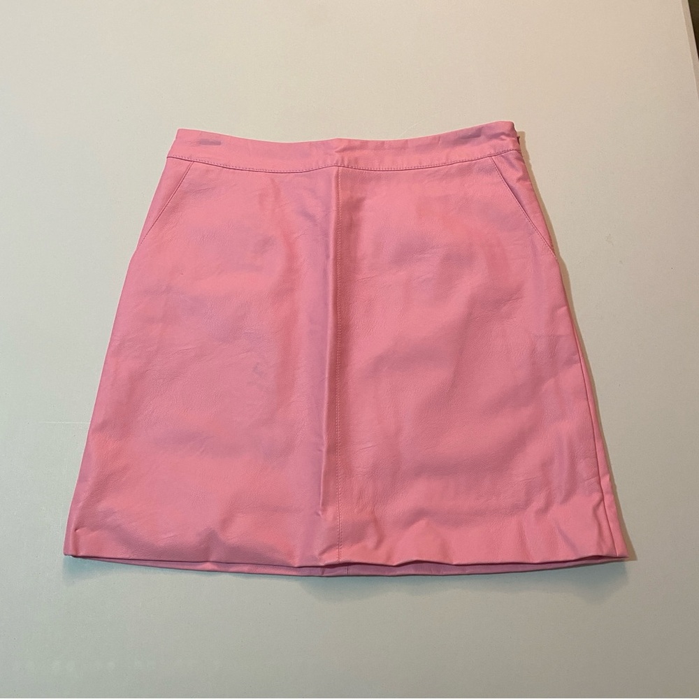 Top Shop | Bubblegum Pink Faux Leather Mini Skirt size: 6 - Picture 1 of 6